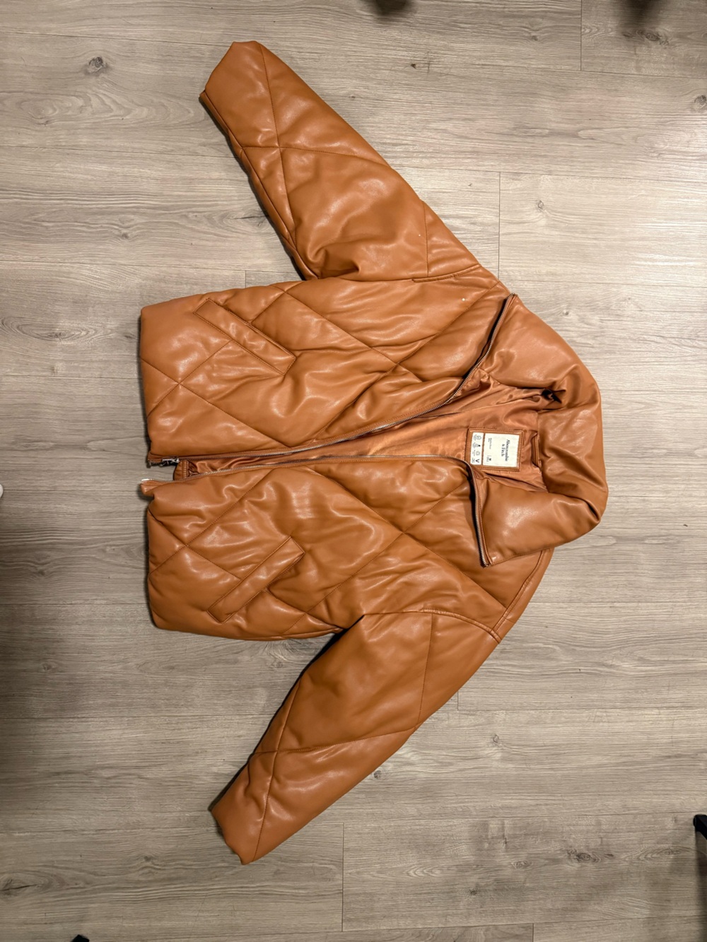 Abercrombie & Fitch Vegan Leather Jacket in Cognac